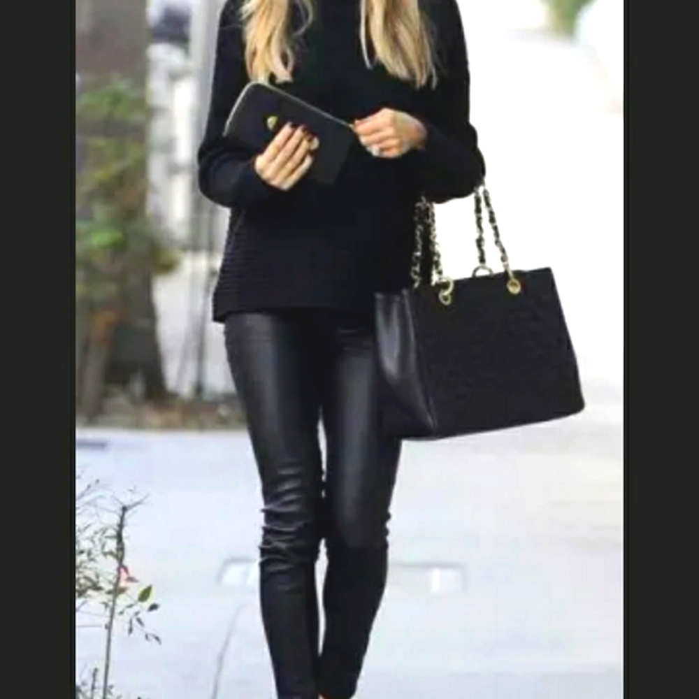 NWT Jessica Simpson Matte Black Vegan Faux Leather Leggings - Large L